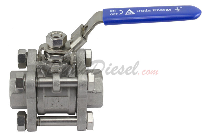 304 Stainless Steel Duda Energy 3WBV-WOG1000-F150-L L-Type Ball Valve SS304 SUS304 1-1/2 NPT FPT 1.5 3-Way