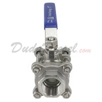 WOG1000 SUS304 3-Piece Ball Valve 1" NPT Front View