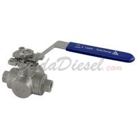 3-Way Ball Valve HMP WOG1000 L-Type 1/4" NPT 