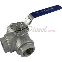 1-1/4" NPT 3-Way 304 Stainless Steel Ball Valve WOG1000