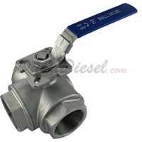 2" NPT 3-Way 304 Stainless Steel Ball Valve WOG1000