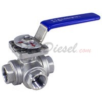 1/2" NPT 3-Way 304 Stainless Steel Ball Valve WOG200