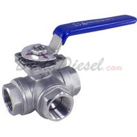 3/4" NPT 3-Way 304 Stainless Steel Ball Valve WOG200