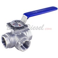 1" NPT 3-Way 304 Stainless Steel Ball Valve WOG200