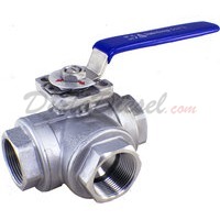 1-1/4" NPT 3-Way 304 Stainless Steel Ball Valve WOG200