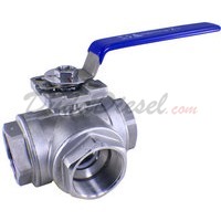 2" NPT 3-Way 304 Stainless Steel Ball Valve WOG200