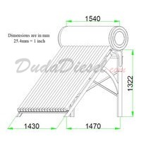 180 liter passive solar heater dimensions