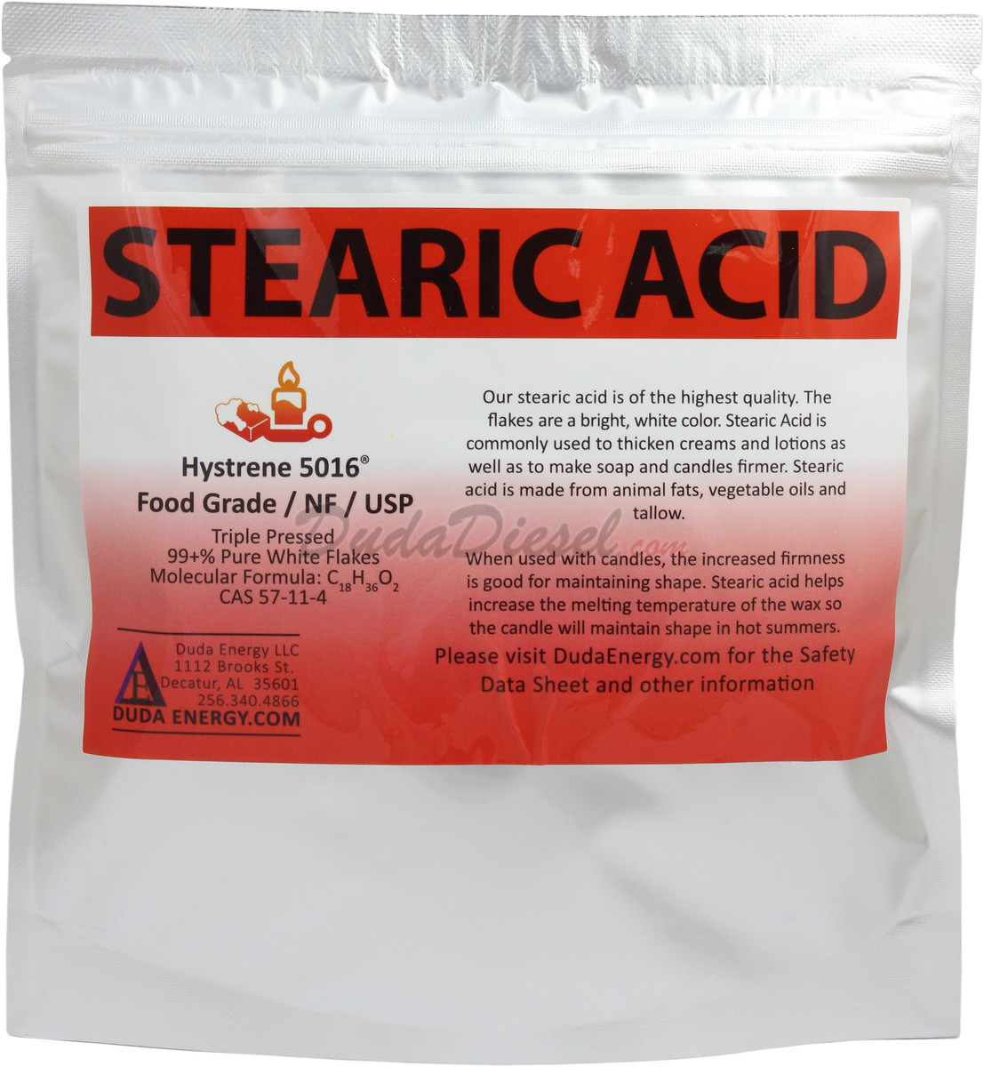 Stearic Acid, 8 oz - Free Shipping [stear08] | DudaDiesel Biodiesel Supplies